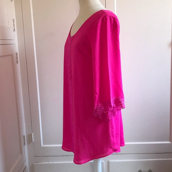 ASTR Bright Pink Lace Shift Dress Small New - Picture 6 of 12